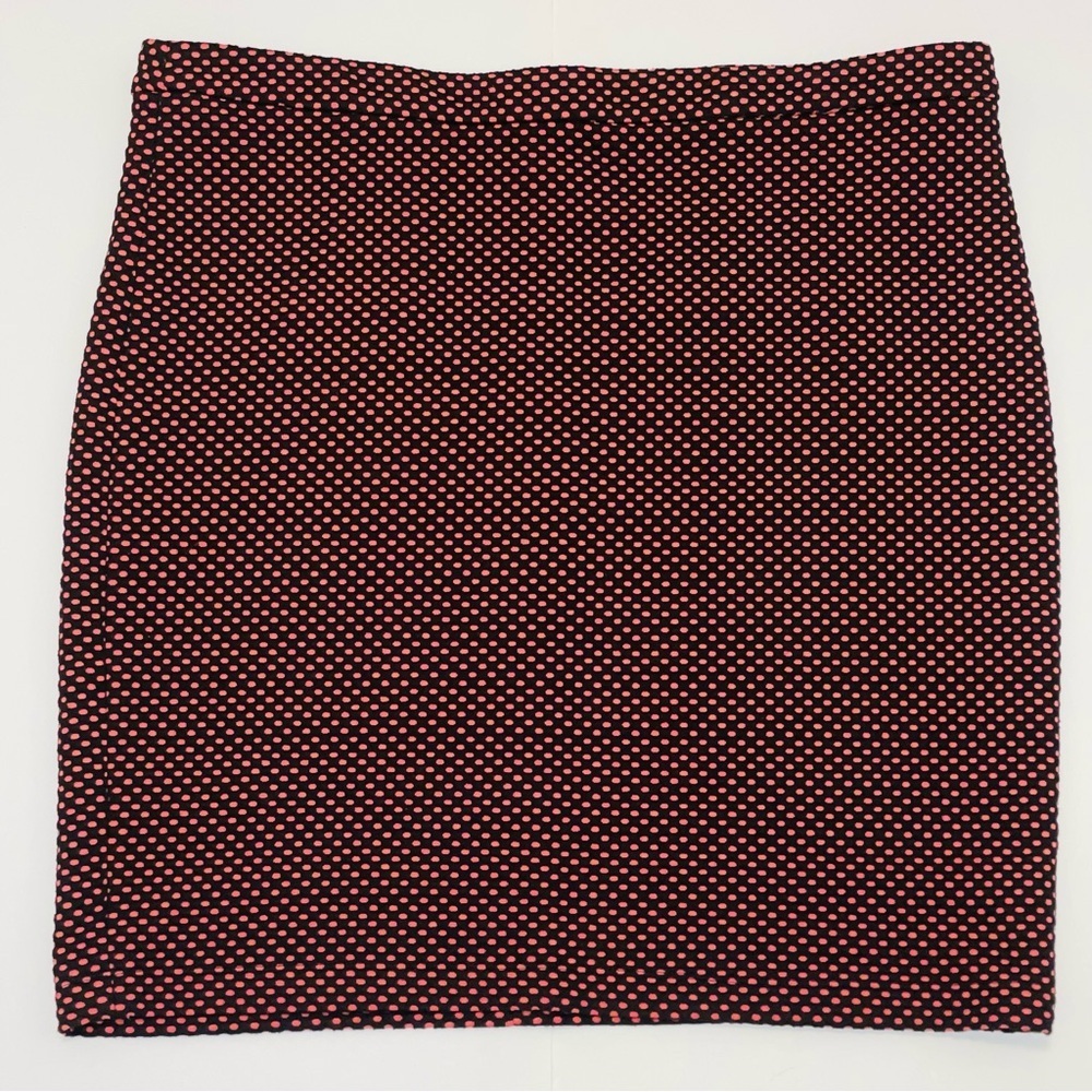LOFT Red and Black Polka Dot Patterned Pencil Skirt Size 14